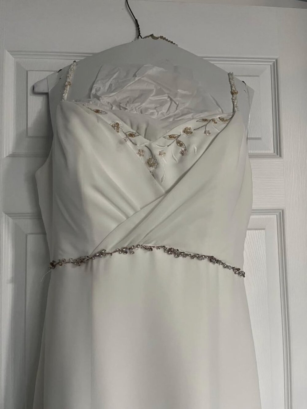 Elegant Empire Waist Weeding Dress with Beaded Bodice & Sweetheart Neckline